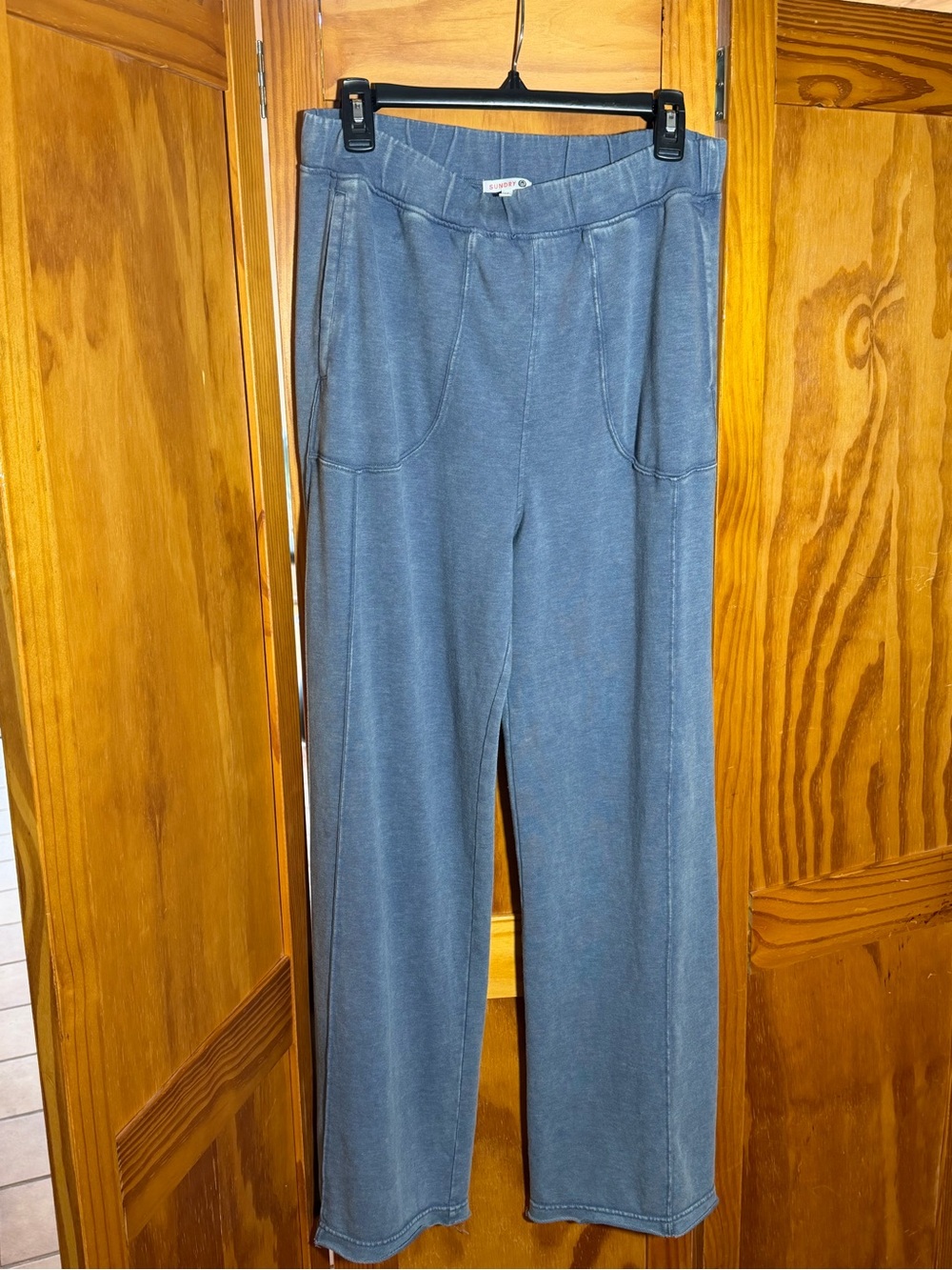 Sundry Slate Blue Wide-Leg Pull-On Pants|Sz M| Coastal, Distressed